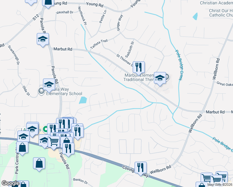 map of restaurants, bars, coffee shops, grocery stores, and more near 2041 Mallard Way in Lithonia