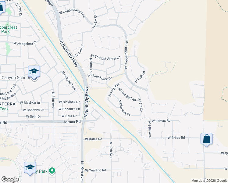 map of restaurants, bars, coffee shops, grocery stores, and more near 1641 West Red Bird Road in Phoenix