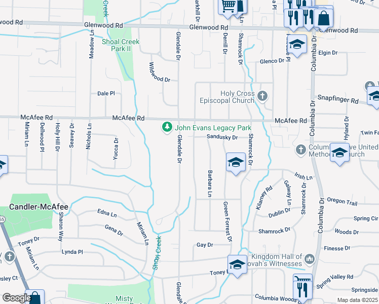 map of restaurants, bars, coffee shops, grocery stores, and more near 2089 Rosewood Road in Decatur