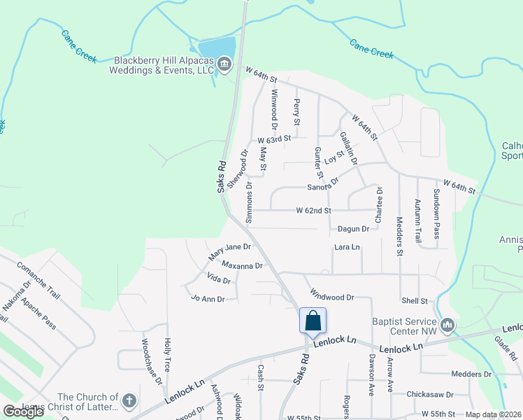 map of restaurants, bars, coffee shops, grocery stores, and more near 824 West 62nd Street in Anniston