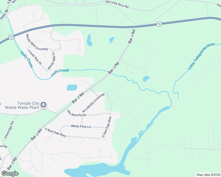 map of restaurants, bars, coffee shops, grocery stores, and more near 206 North Loblolly Crossing in Temple