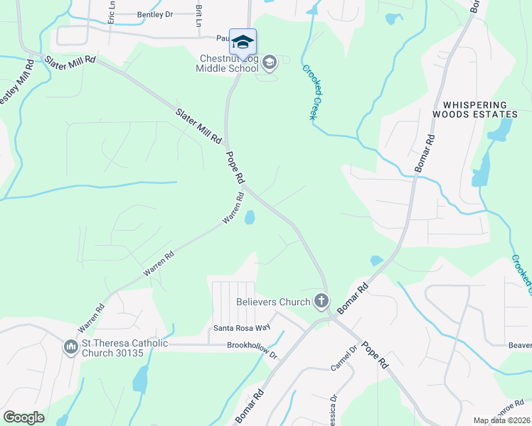 map of restaurants, bars, coffee shops, grocery stores, and more near 2781 Pope Road in Douglasville