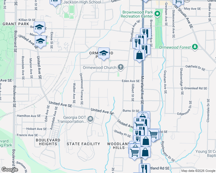 map of restaurants, bars, coffee shops, grocery stores, and more near 940 Prospect Avenue Southeast in Atlanta