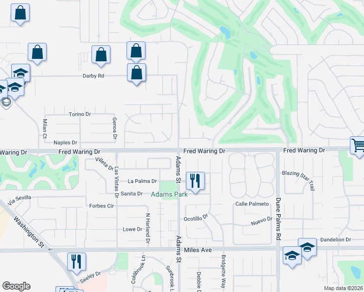 map of restaurants, bars, coffee shops, grocery stores, and more near in Bermuda Dunes