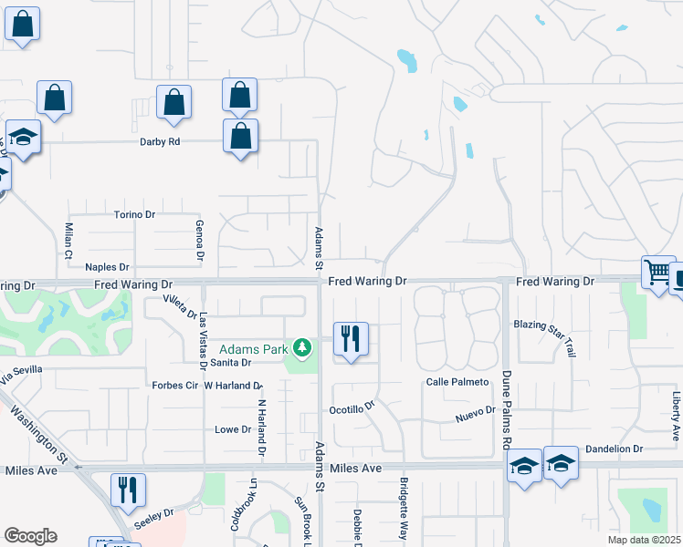 map of restaurants, bars, coffee shops, grocery stores, and more near in Bermuda Dunes