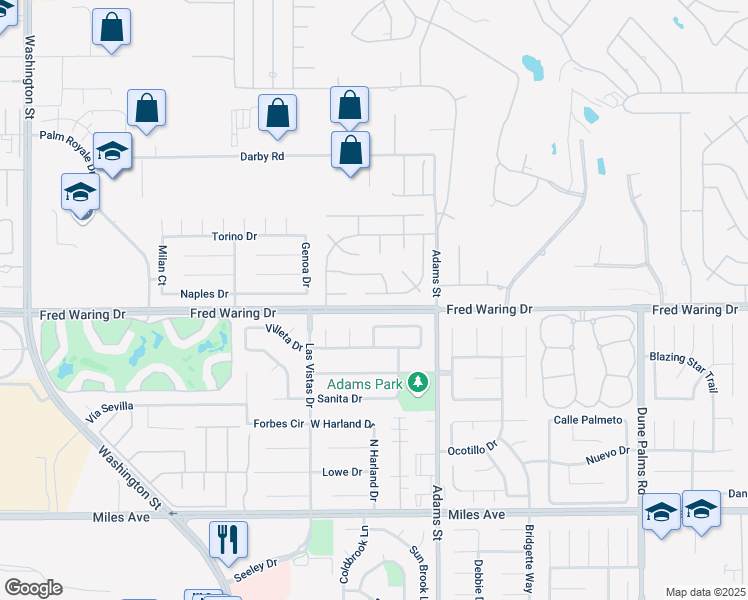 map of restaurants, bars, coffee shops, grocery stores, and more near 78820 Sonesta Way in La Quinta