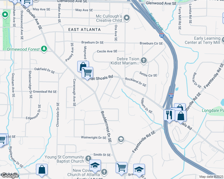 map of restaurants, bars, coffee shops, grocery stores, and more near 924 Paoli Avenue Southeast in Atlanta