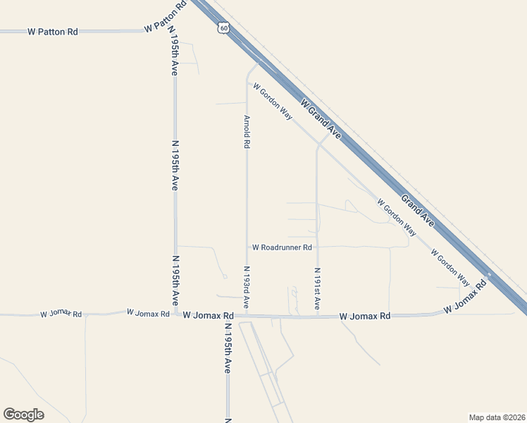 map of restaurants, bars, coffee shops, grocery stores, and more near 19300 West Roadrunner Road in Wittmann