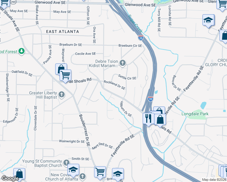 map of restaurants, bars, coffee shops, grocery stores, and more near 1110 Colby Court Southeast in Atlanta