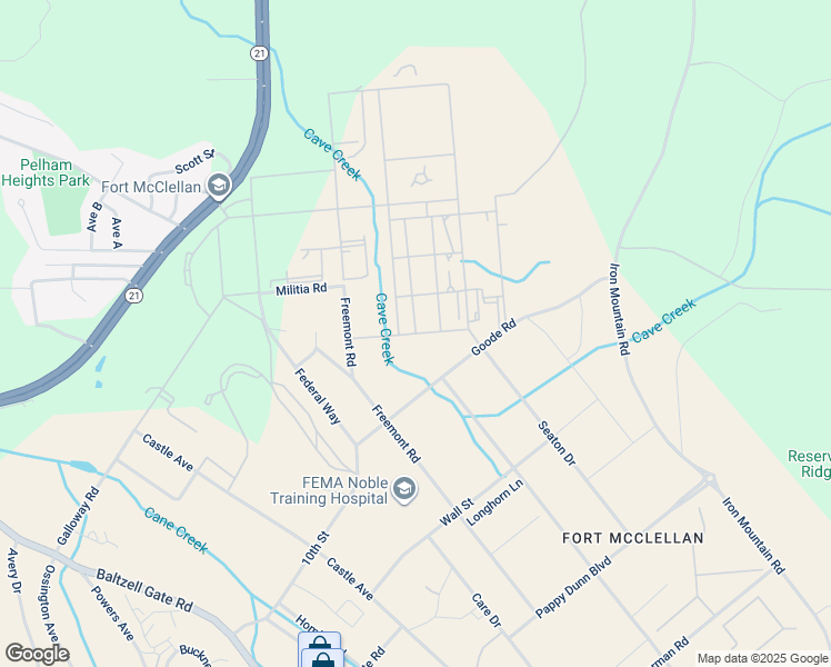 map of restaurants, bars, coffee shops, grocery stores, and more near 9th Street in Anniston