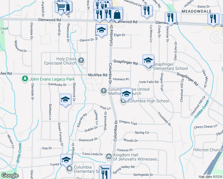 map of restaurants, bars, coffee shops, grocery stores, and more near 3371 Hyland Drive in Decatur