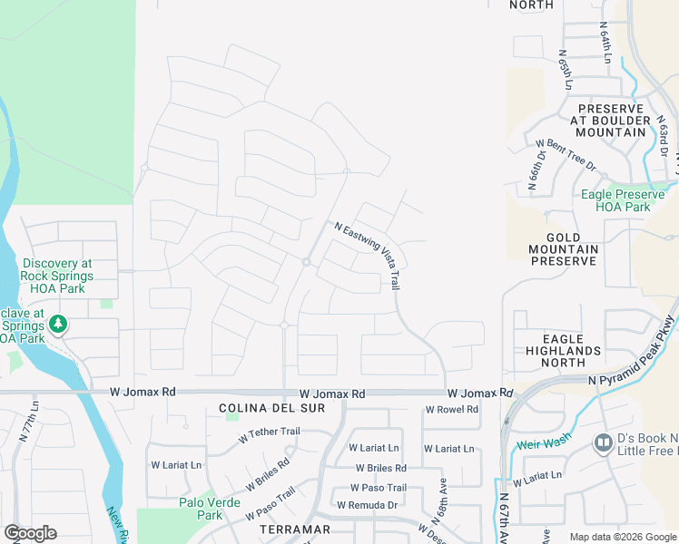 map of restaurants, bars, coffee shops, grocery stores, and more near 7043 West Quail Track Drive in Peoria