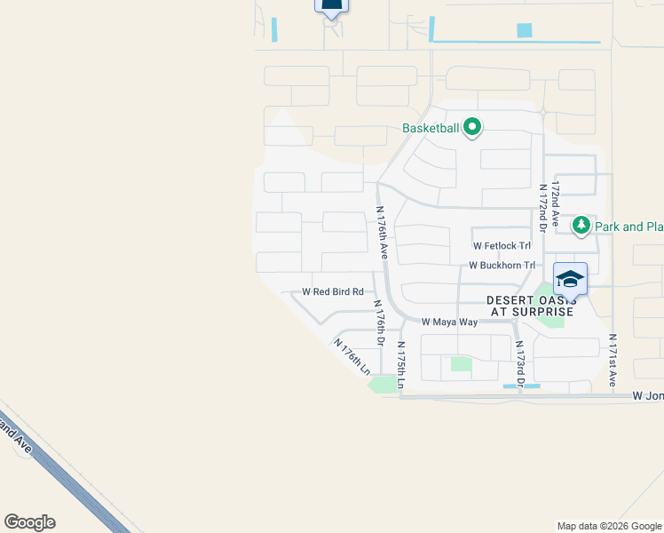 map of restaurants, bars, coffee shops, grocery stores, and more near 27371 North 176th Drive in Surprise