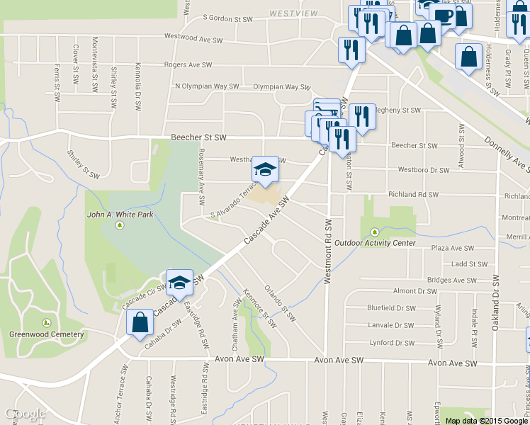map of restaurants, bars, coffee shops, grocery stores, and more near 925 Cascade Avenue Southwest in Atlanta