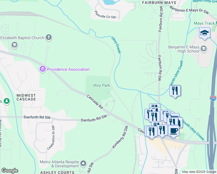 map of restaurants, bars, coffee shops, grocery stores, and more near 240 Beracah Walk in Atlanta