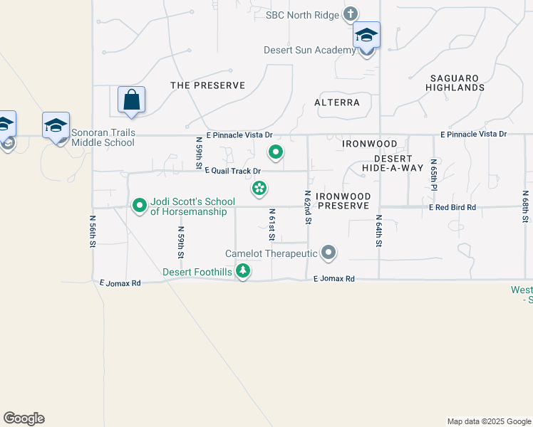 map of restaurants, bars, coffee shops, grocery stores, and more near 6108 East Red Bird Road in Scottsdale