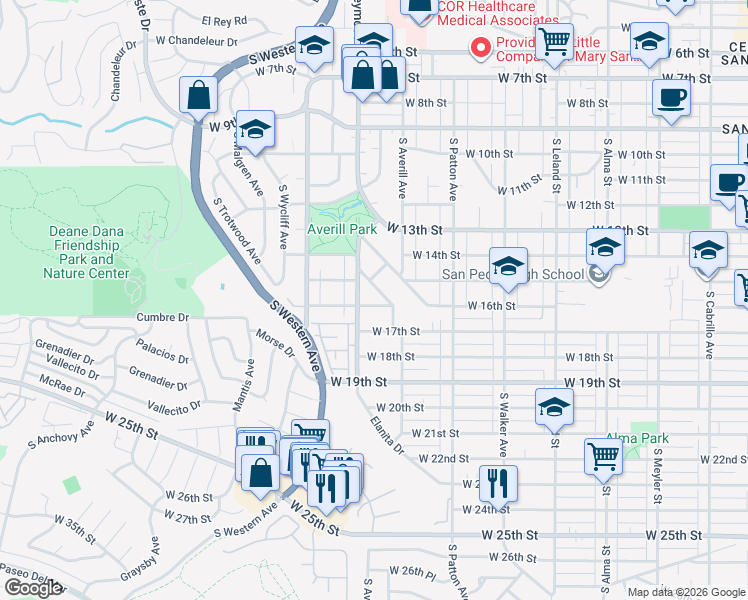 map of restaurants, bars, coffee shops, grocery stores, and more near 1502 South Weymouth Avenue in Los Angeles