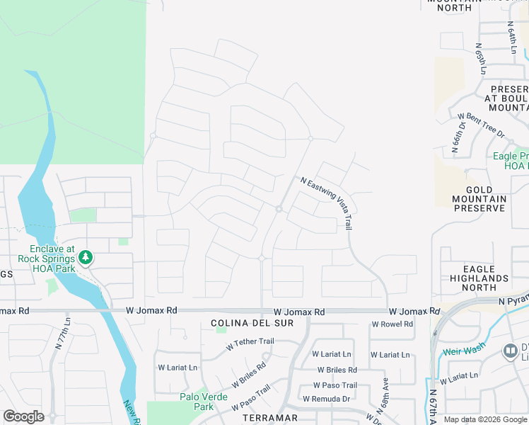 map of restaurants, bars, coffee shops, grocery stores, and more near 7151 West Buckhorn Trail in Peoria