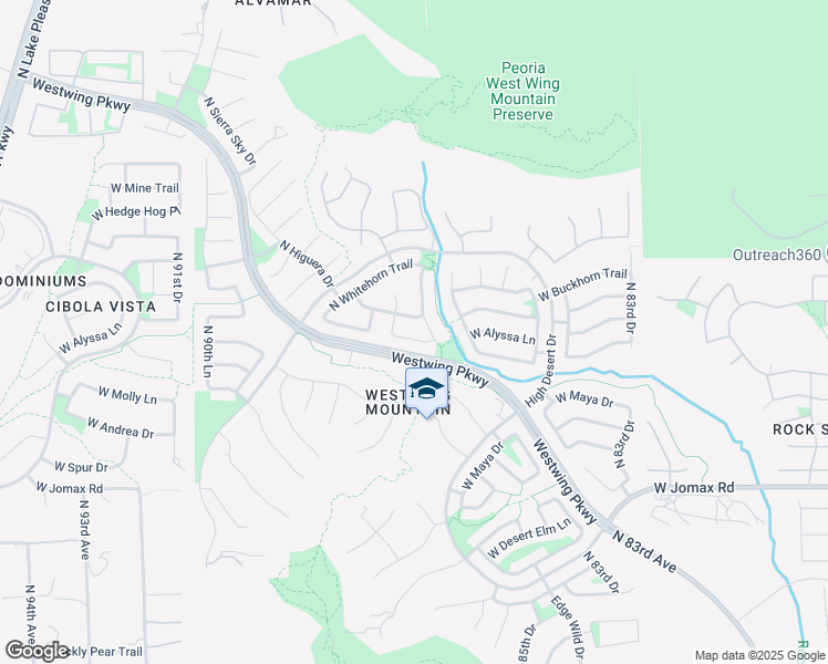map of restaurants, bars, coffee shops, grocery stores, and more near 8614 West Bajada Road in Peoria