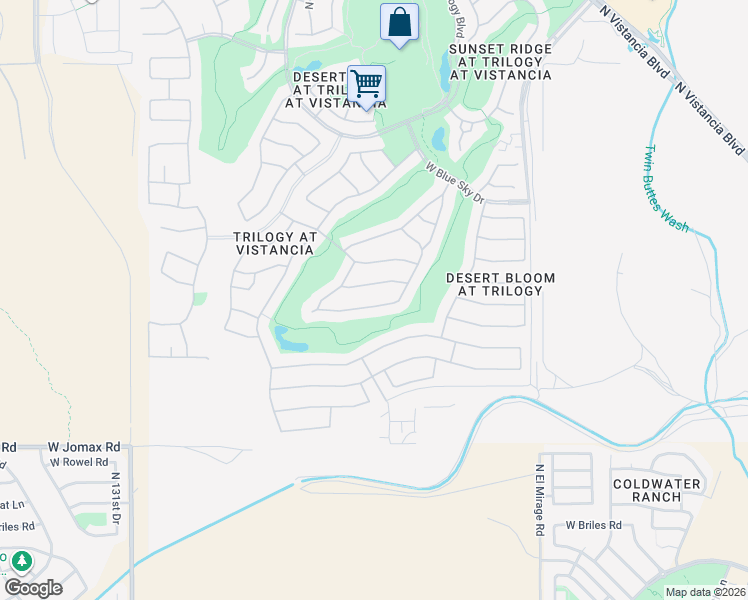 map of restaurants, bars, coffee shops, grocery stores, and more near 12609 West Fetlock Trail in Peoria