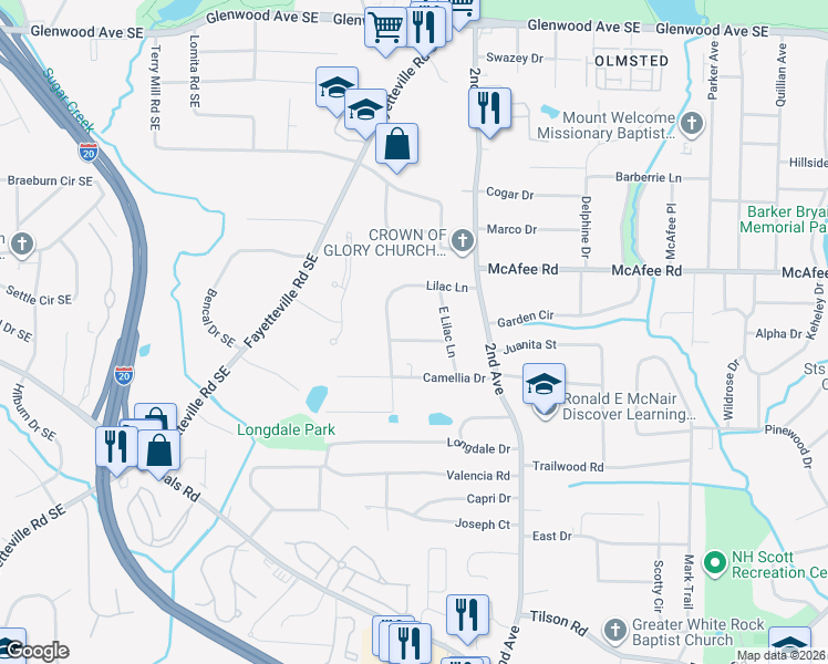map of restaurants, bars, coffee shops, grocery stores, and more near 1908 Donna Place in Decatur