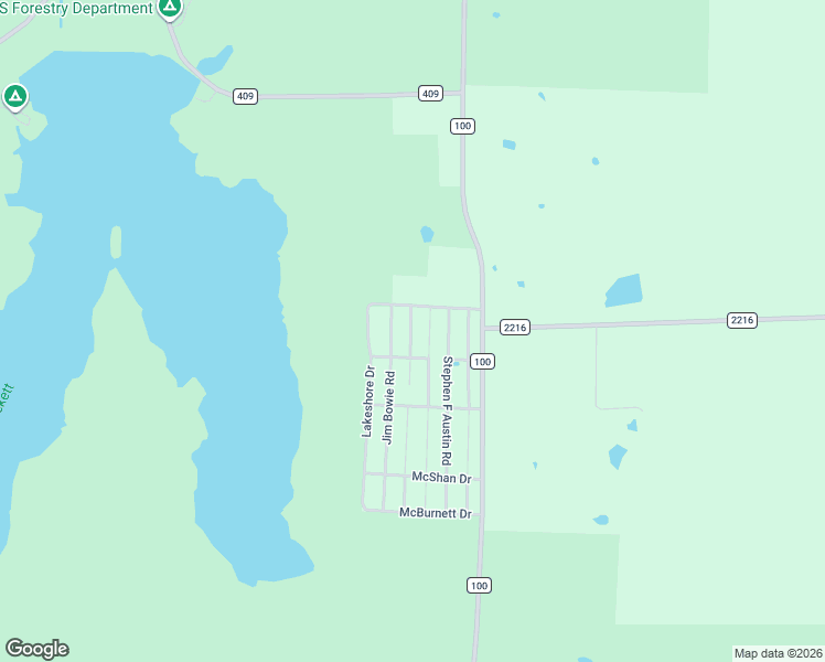 map of restaurants, bars, coffee shops, grocery stores, and more near 411 James Butler Bonham Drive in Honey Grove