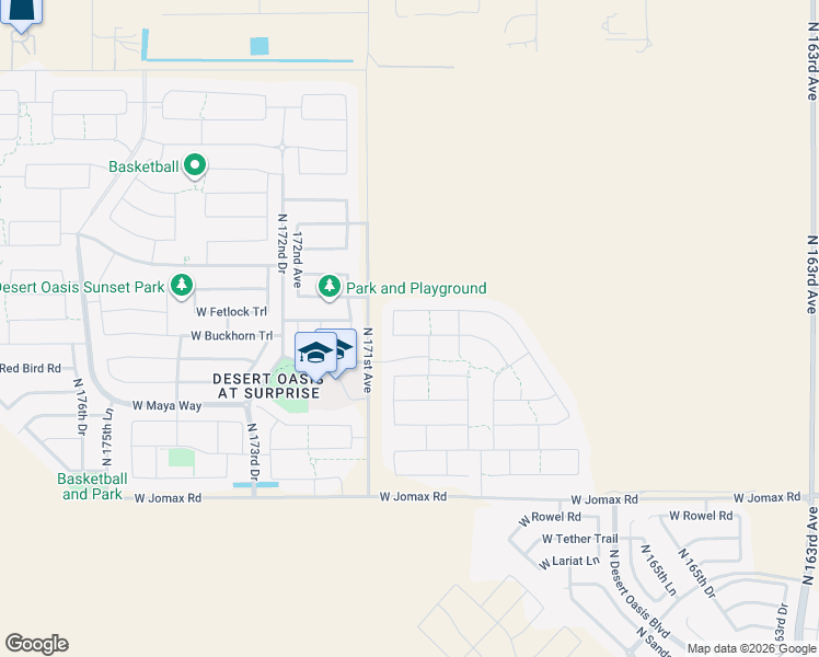 map of restaurants, bars, coffee shops, grocery stores, and more near 27271 North 171st Avenue in Surprise