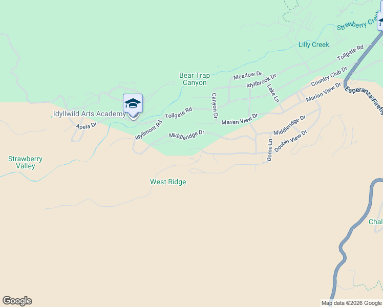 map of restaurants, bars, coffee shops, grocery stores, and more near 53021 Inspiration Lane in Idyllwild-Pine Cove