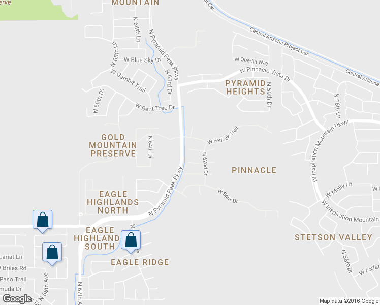 map of restaurants, bars, coffee shops, grocery stores, and more near 6238 West Buckhorn Trail in Phoenix