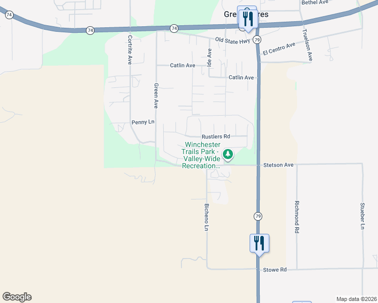 map of restaurants, bars, coffee shops, grocery stores, and more near 33157 Big Range Drive in Winchester