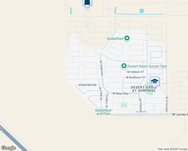 map of restaurants, bars, coffee shops, grocery stores, and more near 27278 North 175th Drive in Surprise