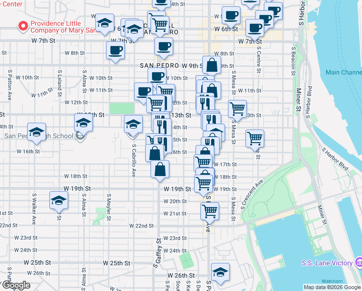 map of restaurants, bars, coffee shops, grocery stores, and more near 1504 South Grand Avenue in Los Angeles