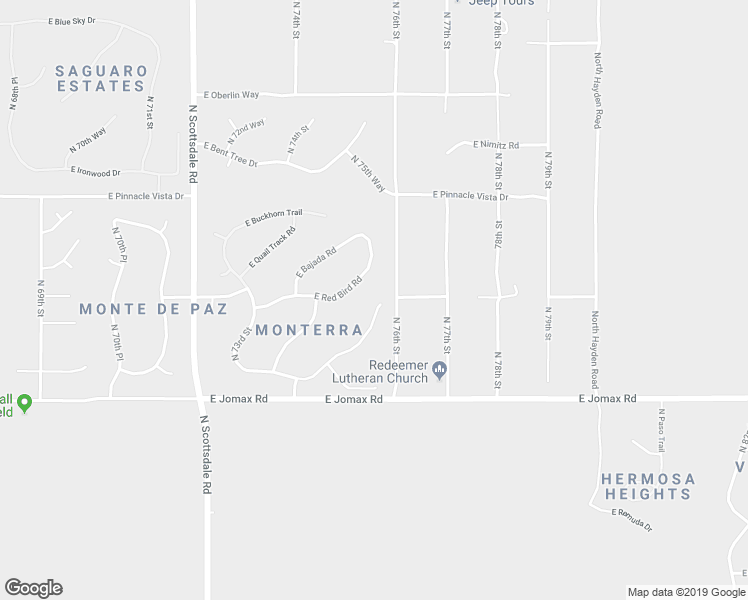 map of restaurants, bars, coffee shops, grocery stores, and more near 7574 East Monterra Way in Scottsdale