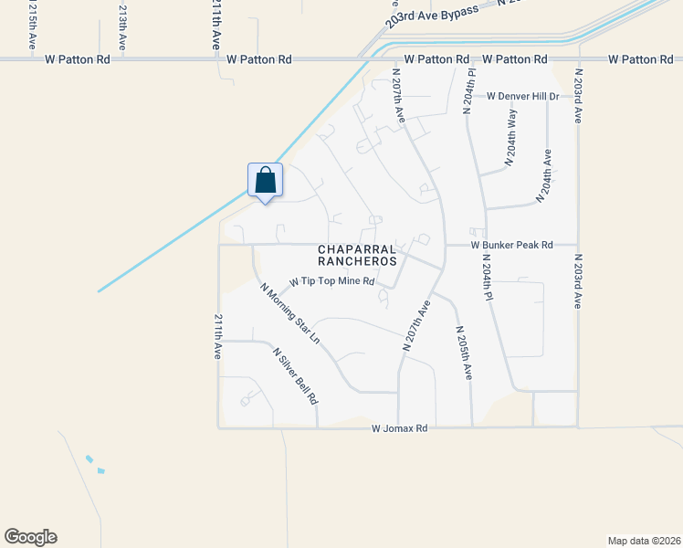 map of restaurants, bars, coffee shops, grocery stores, and more near 20754 West Tip Top Mine Road in Wittmann