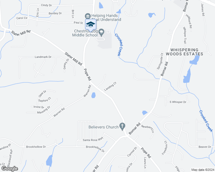 map of restaurants, bars, coffee shops, grocery stores, and more near 3640 Landing Court in Douglasville