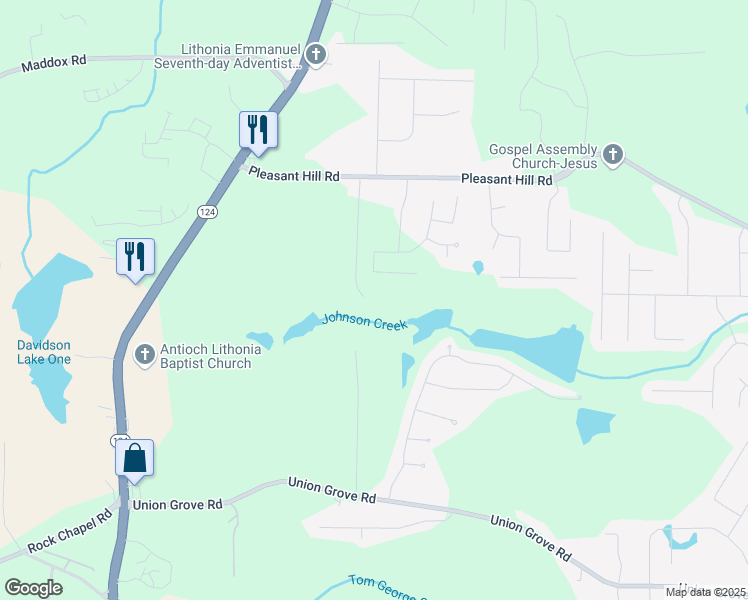 map of restaurants, bars, coffee shops, grocery stores, and more near 2004 Poplar Falls Avenue in Lithonia