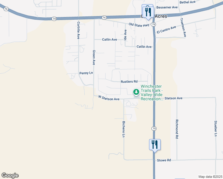 map of restaurants, bars, coffee shops, grocery stores, and more near 33143 Big Range Drive in Winchester