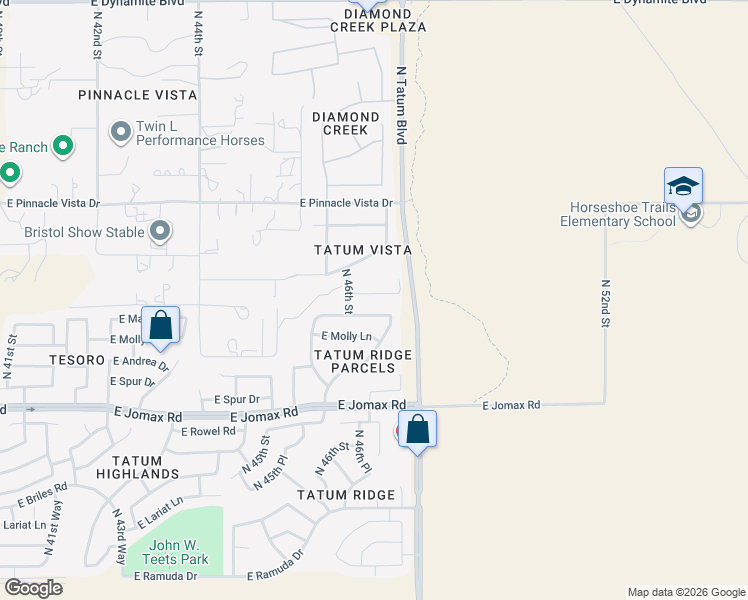 map of restaurants, bars, coffee shops, grocery stores, and more near 4617 East Red Bird Road in Cave Creek