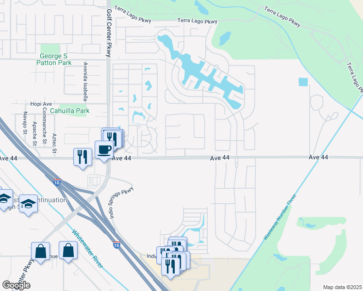 map of restaurants, bars, coffee shops, grocery stores, and more near 84372 Volare Avenue in Indio