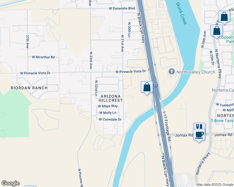 map of restaurants, bars, coffee shops, grocery stores, and more near 3115 West Bajada Drive in Phoenix