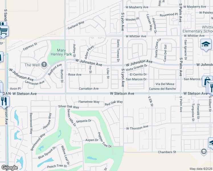 map of restaurants, bars, coffee shops, grocery stores, and more near 1093 Lilac Street in Hemet