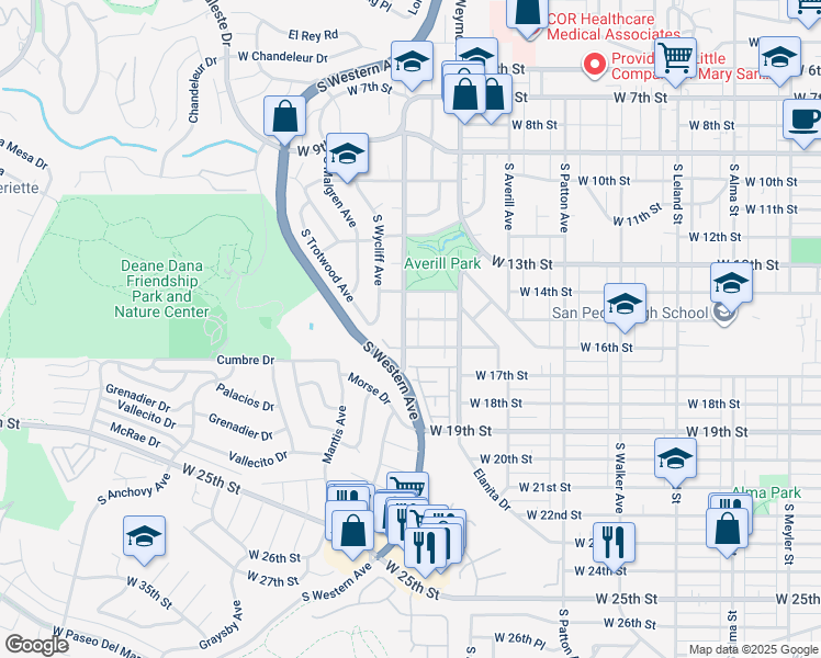 map of restaurants, bars, coffee shops, grocery stores, and more near 1504 South Dodson Avenue in Los Angeles