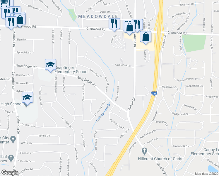 map of restaurants, bars, coffee shops, grocery stores, and more near 3761 Glen Mora Drive in Decatur