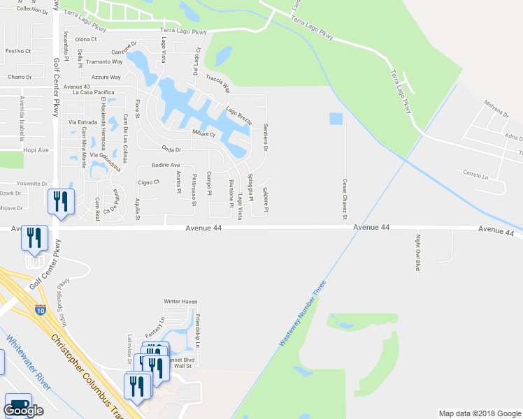 map of restaurants, bars, coffee shops, grocery stores, and more near 43885 Salpare Place in Indio