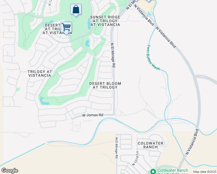 map of restaurants, bars, coffee shops, grocery stores, and more near 12365 West Fetlock Trail in Peoria