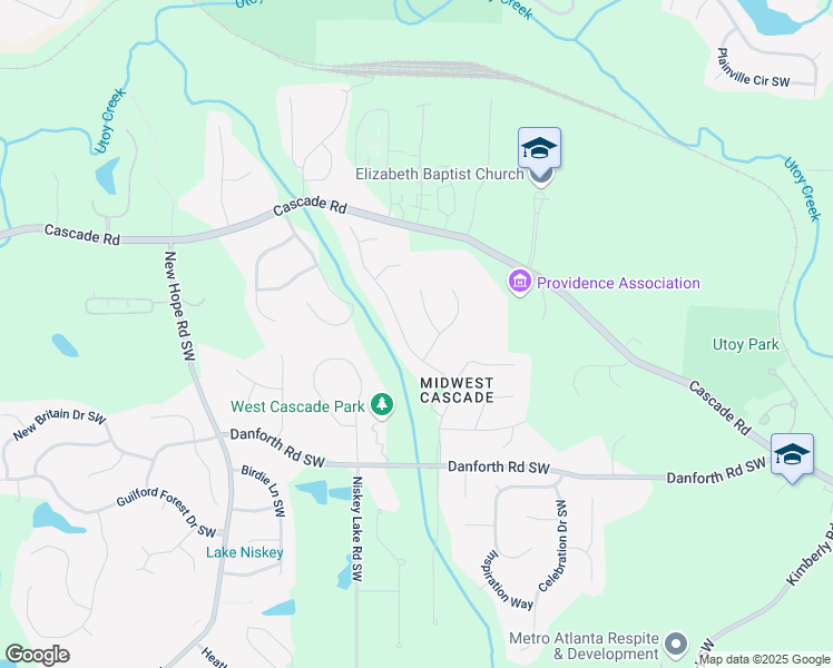 map of restaurants, bars, coffee shops, grocery stores, and more near 110 Regency Center Drive Southwest in Atlanta