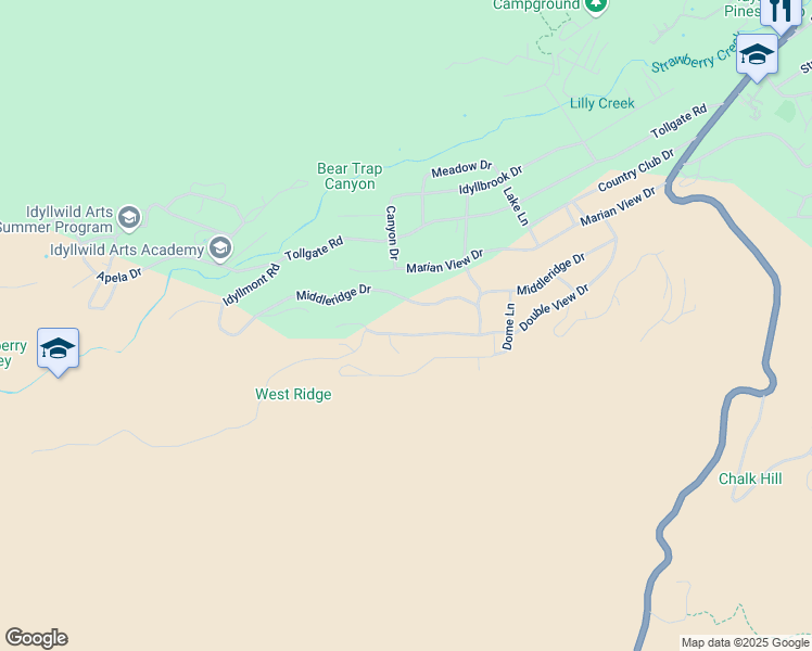 map of restaurants, bars, coffee shops, grocery stores, and more near 53150 Double View Drive in Idyllwild-Pine Cove