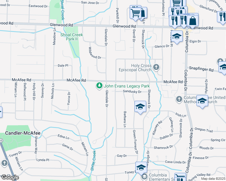 map of restaurants, bars, coffee shops, grocery stores, and more near 2043 Rosewood Rd in Decatur