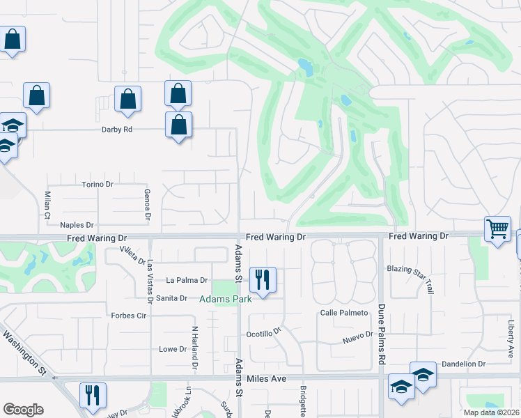 map of restaurants, bars, coffee shops, grocery stores, and more near 79182 Bog Walk Court in Bermuda Dunes