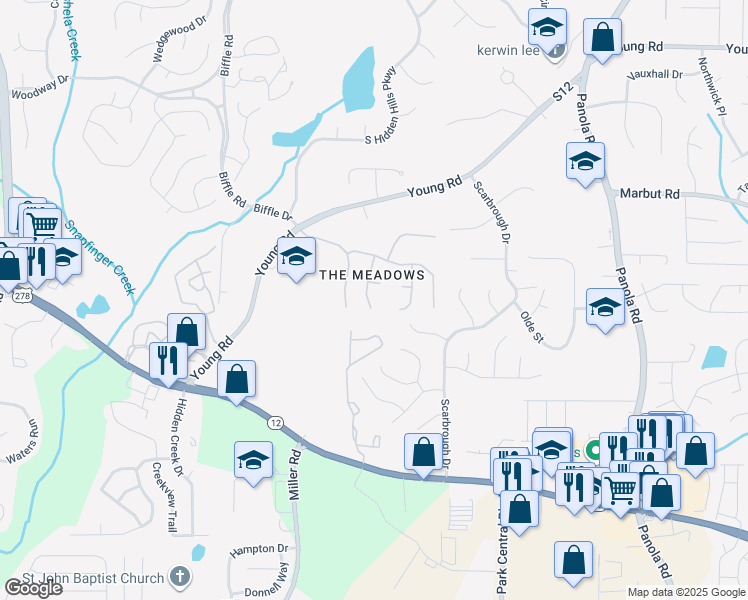 map of restaurants, bars, coffee shops, grocery stores, and more near 2020 Clearstream Overlook in Stone Mountain